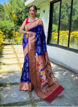 Vivid Blue Festival Designer Saree