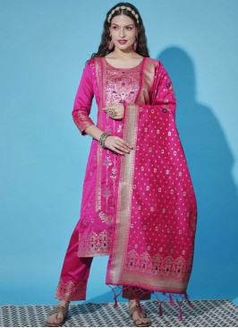 Vivid Cotton Silk Festival Pant Style Suit