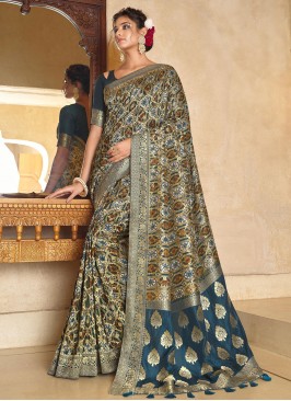 Vivid Multi Colour Woven Silk Saree