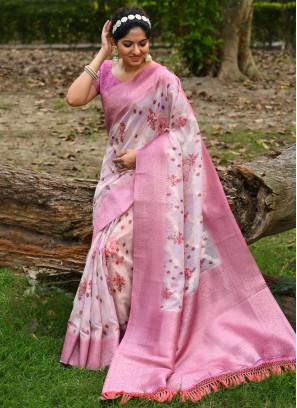 Vivid Pink Designer Saree