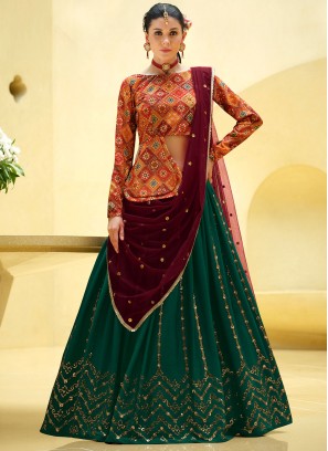 Vivid Print Silk Readymade Lehenga Choli