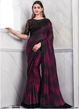 Vivid Purple Silk Trendy Saree