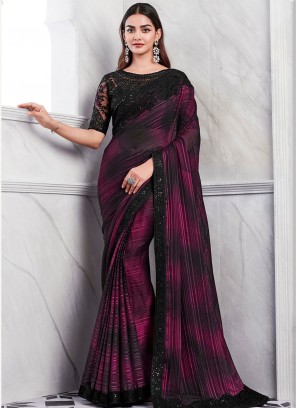 Vivid Purple Silk Trendy Saree