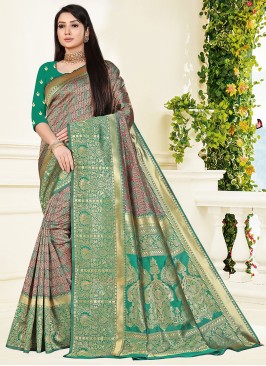 Vivid Weaving Brown Classic Designer Saree