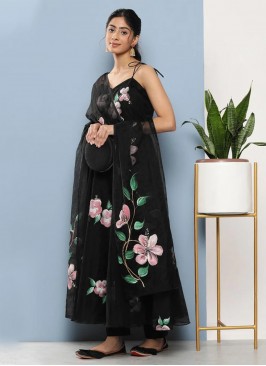 Voguish Organza Black Trendy Salwar Suit