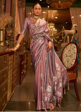 Voguish Satin Weaving Mauve  Saree