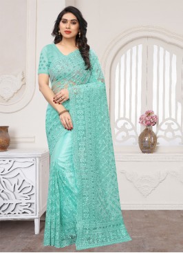 Voguish Turquoise Wedding Classic Saree