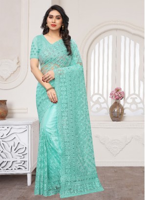 Voguish Turquoise Wedding Classic Saree