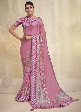 Voluptuous Crepe Silk Pink Classic Saree