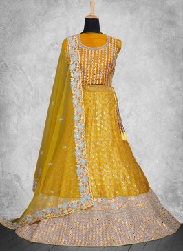 Voluptuous Mirror Mustard Silk Trendy Designer Lehenga Choli