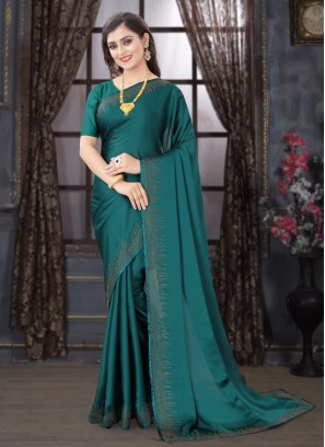 Voluptuous Satin Stone Traditional Designer Saree