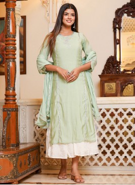 Voluptuous Sea Green Embroidered Straight Salwar K