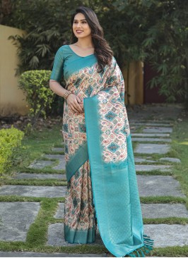 Weaving Banarasi Silk Contemporary Saree in Multi Colour