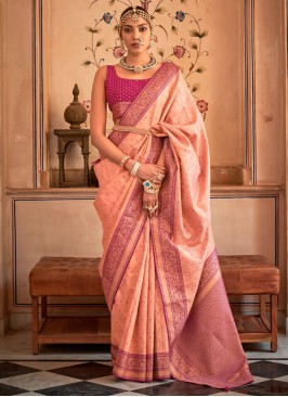 Weaving Banarasi Silk Contemporary Style Saree in 