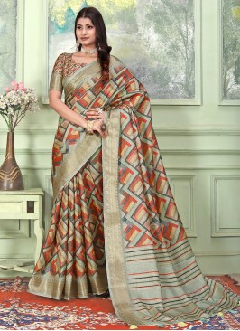 Weaving Banarasi Silk Saree in Multi Colour