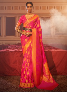 Weaving Handloom silk Classic Saree in Pink
