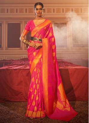Weaving Handloom silk Classic Saree in Pink