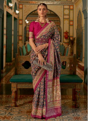 Weaving Patola Silk  Classic Saree in Blue