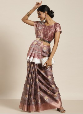 Weaving Silk Blend Classic Saree in Mauve 