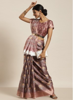 Weaving Silk Blend Classic Saree in Mauve 