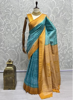 Weaving Silk Classic Saree in Aqua Blue