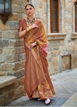 Weaving Silk Trendy Saree in Beige