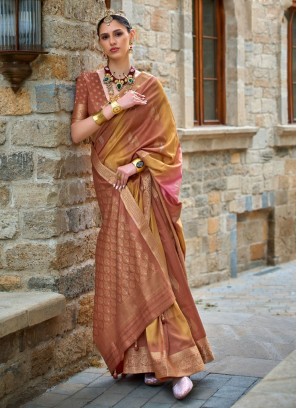 Weaving Silk Trendy Saree in Beige