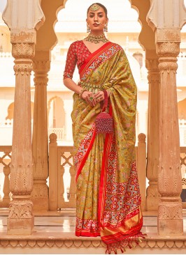 Weaving Tussar Silk Trendy Saree in Khaki