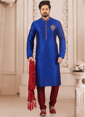 Wedding Function Wear Blue Color Kurta Payjama