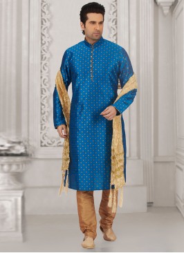 Wedding Function Wear Blue Color Kurta Payjama
