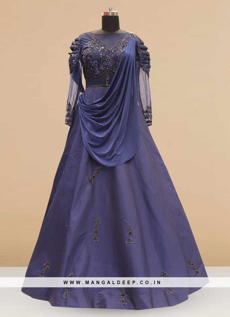Wedding Function Wear Blue Color Silk Gown