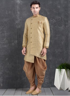 Wedding Function Wear Green Color Indo Western Kurta Pajama