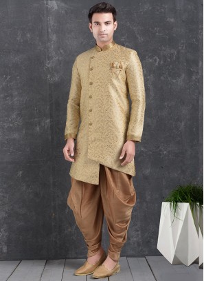 Wedding Function Wear Green Color Indo Western Kurta Pajama