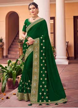 Wedding Function Wear Green Color Silk Saree