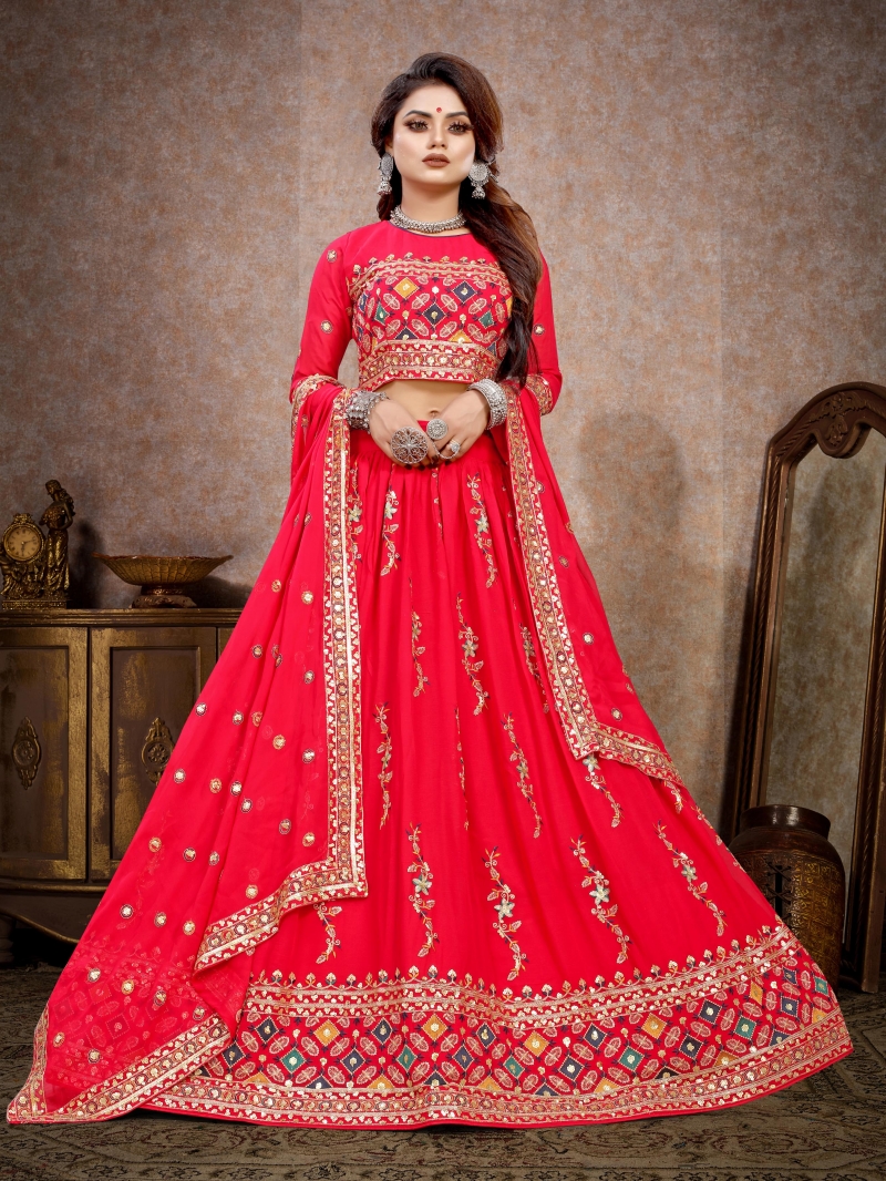 Wedding Function Wear Pink ColorViscose Georgette Lehenga Choli