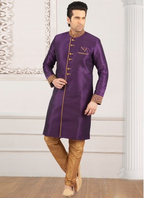Wedding Function Wear Purple Color Semi Indo Suit