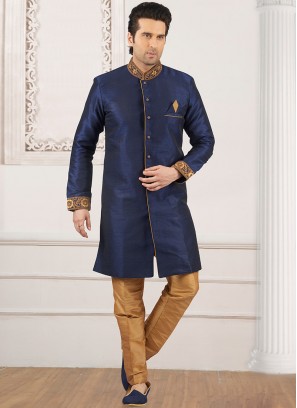 Wedding Wear Fancy Semi Indo Suit In Blue