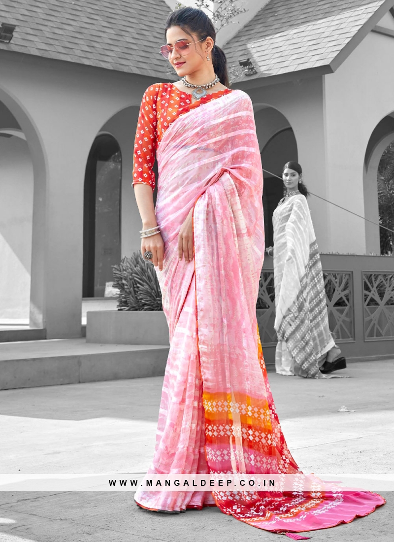 Weight Less Trendy Saree in Pink
