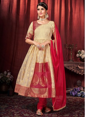 Whimsical Art Silk Woven Salwar Suit