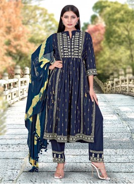 Whimsical Blue Readymade Salwar Kameez