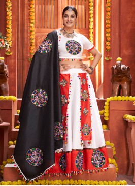 White Art Silk A Line Lehenga Choli