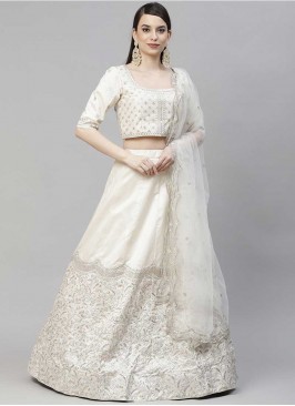 White Color Art Silk Lehenga Choli
