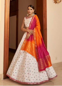 White Color Art Silk Party Wear Lehenga