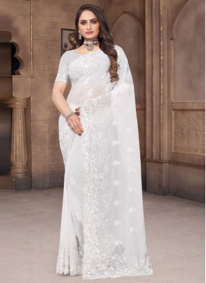 White Color Classic Saree