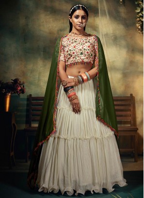 White Color Georgette New Design Lehenga