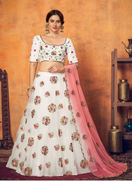 White Color Net Bridal Lehenga