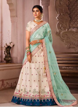 White Color Raw Silk Lehenga Choli