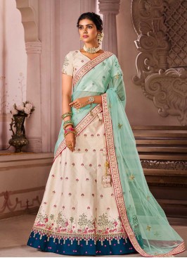 White Color Raw Silk Lehenga Choli