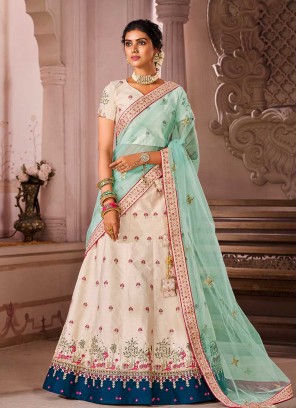 White Color Raw Silk Lehenga Choli