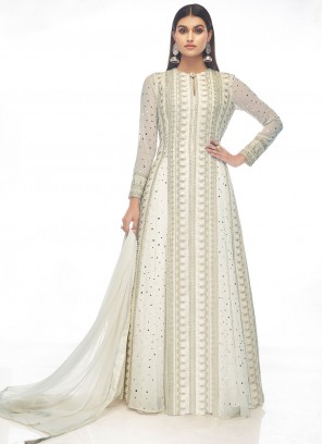 White Color Trendy A Line Lehenga Choli